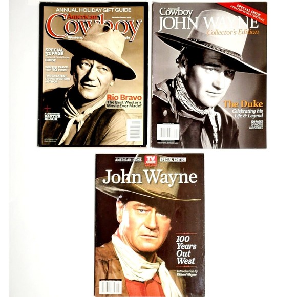 John Wayne All American Actor Cowboy Magazine Lot of 3 Westerns Hollywood EUC! - Picture 1 of 12